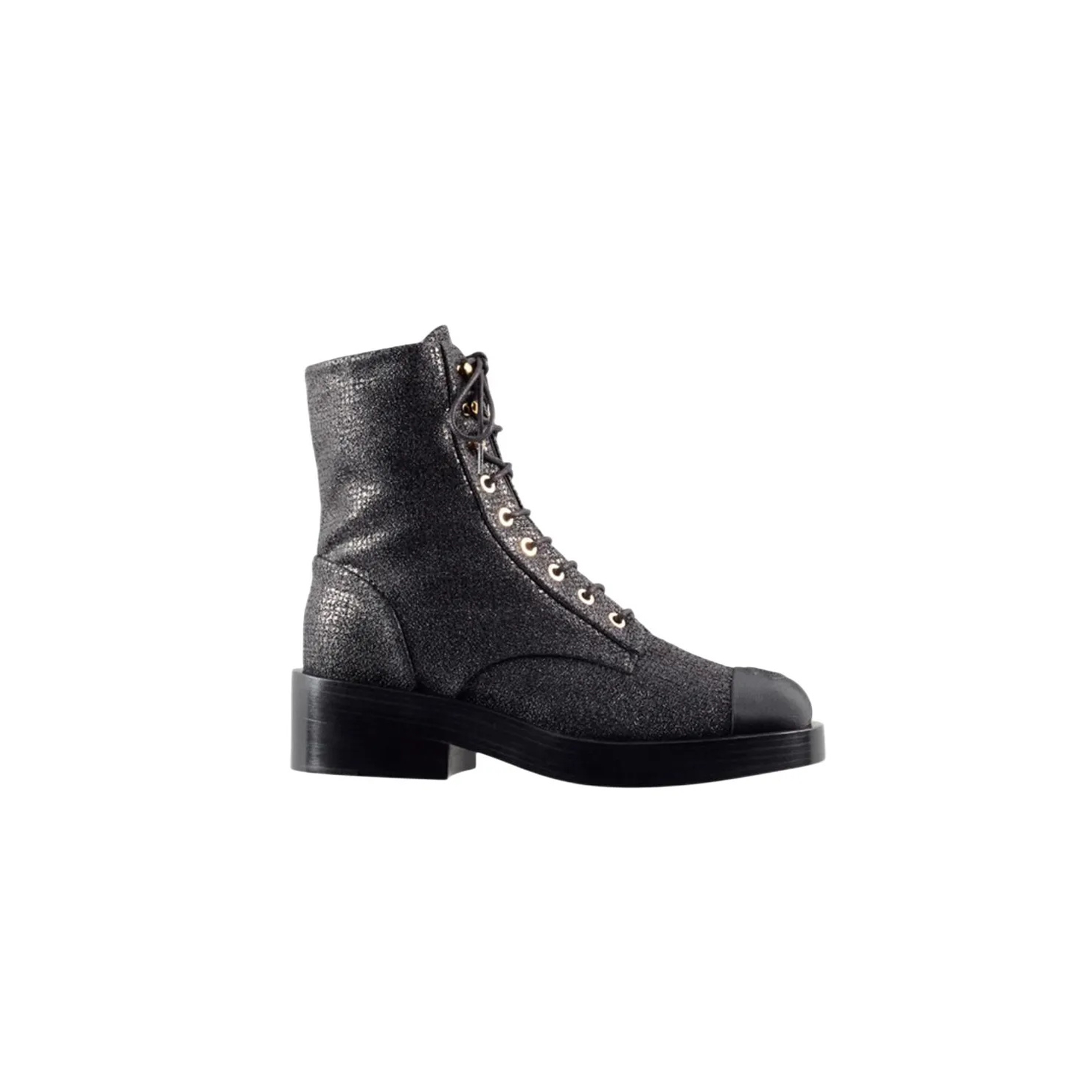 CHANEL LACE-UPS FABRIC & GROSGRAIN BLACK G39162 Y55902 94305